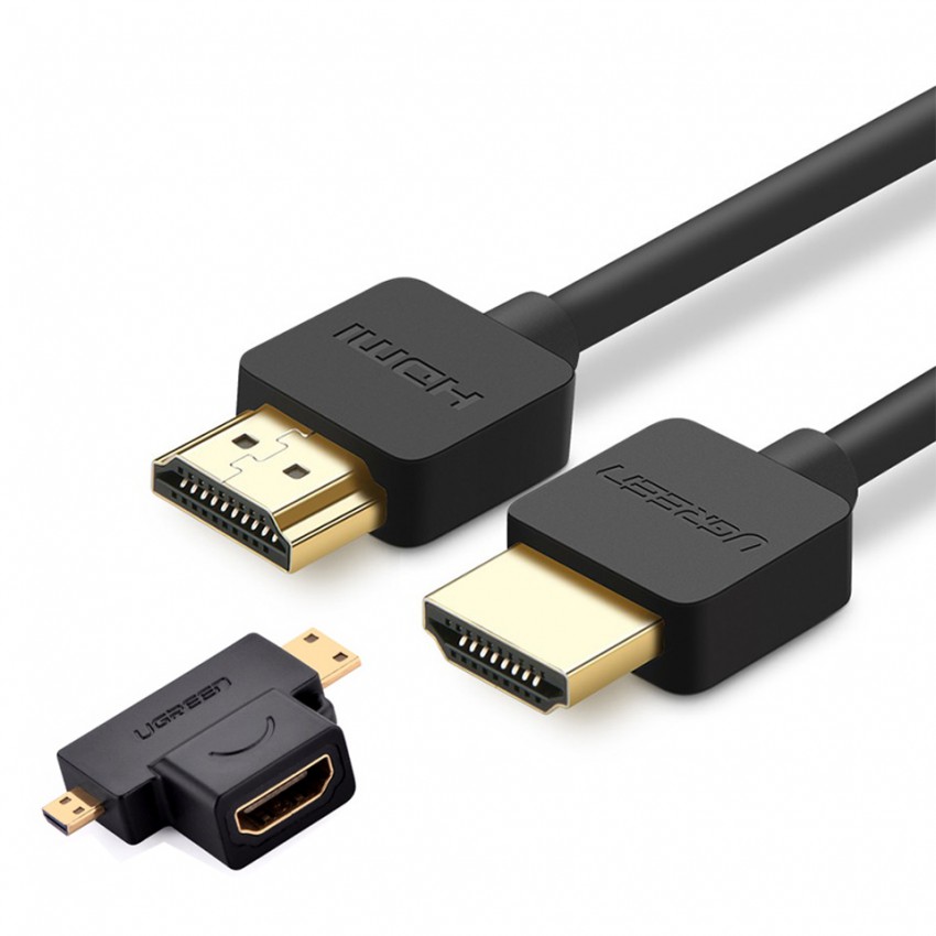 Ugreen HDMI 2.0 4K ยาว 2 เมตร พร้อมตัวแปลง Micro / Mini HDMI