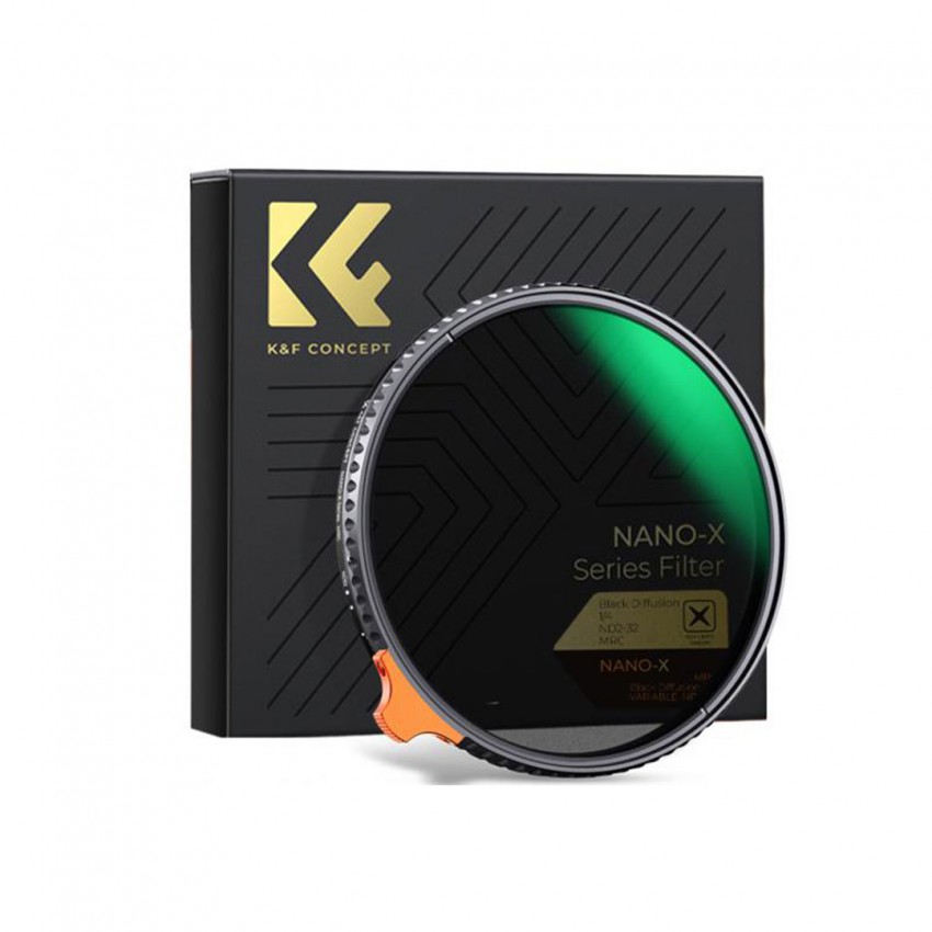 K&F Nano-X, Filter 58mm Black Diffusion (Mist) 1/4 and ND2-ND32 (1-5 Stop) Variable ND, 2 in 1 with 28 Multi-Layer Coatings ประกันศูนย์ไทย 2 ปี