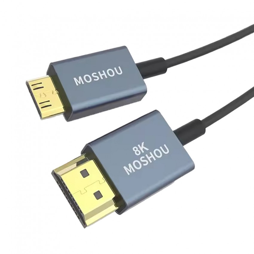 MOSHOU HDMI Full HDMI to Mini HDMI 2.1 8K 60Hz Ultra Slim OD 2.4mm 50cm ประกันศูนย์ไทย