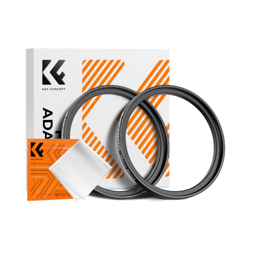 K&F 55-58mm Adapter Ring STEP-UP 2 PCS + 1 PCS Cleaning Cloth ประกันศูนย์ไทย