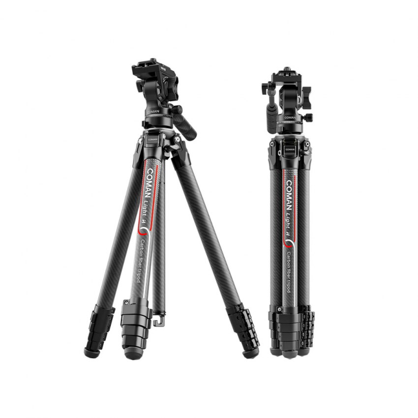 Coman Light H 61" Carbon Fibre Travel Tripod with Fluid Head & Quick Release ประกันศูนย์ไทย