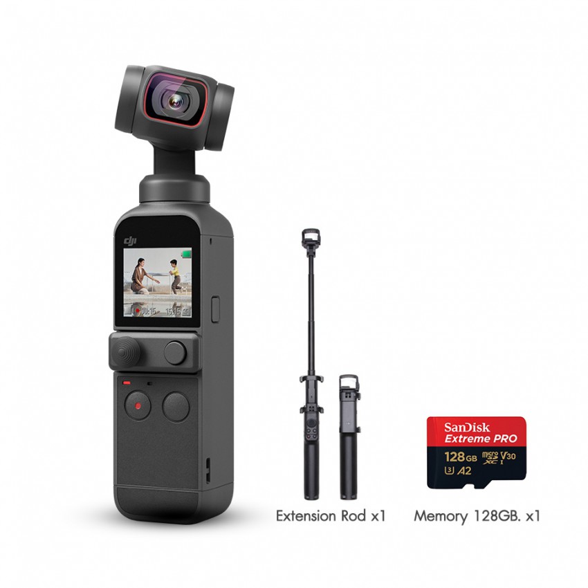 DJI Pocket 2 Single กล้องจิ๋วพร้อมภาพนิ่งคมชัด 64MP ประกันศูนย์ไทย Extension Rod + Mem 128GB