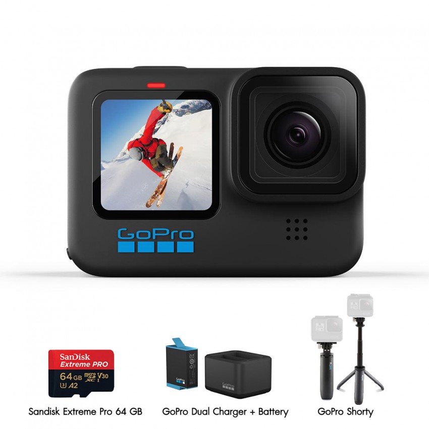 GoPro Hero 10 Black Travel Set 1 (Sandisk Extreme Pro 64GB, GoPro Shorty, แท่นชาร์จ และ แบตเตอรี่ GoPro) ประกันศูนย์ไทย