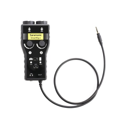 2-Channel XLR/3.5mm Microphone Audio Mixer with Phantom Power Preamp & Guitar Interface