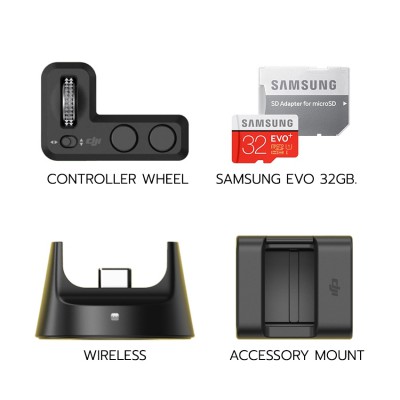 Osmo Pocket Part 13 Expansion Kit | (Wireless, Accesory Mount, Controller Wheel, Samsung Evo 32GB)
