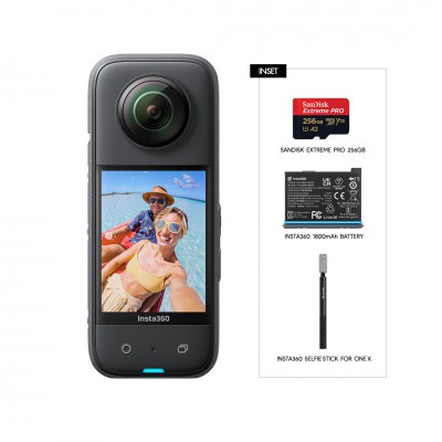 INSTA360 X3 Pocket 360 Action Cam Set 2 with SanDisk Extreme PRO microSDXC™ UHS-I 256GB, Insta360 X3 Battery, Insta360 Selfie One X ประกันศูนย์ไทย