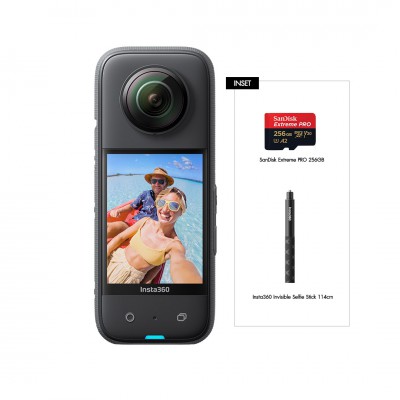INSTA360 X3 Pocket 360 Action Cam Set 1 with SanDisk Extreme PRO microSDXC™ UHS-I 256GB and Insta360 Invisible Selfie Stick 114cm ประกันศูนย์ไทย