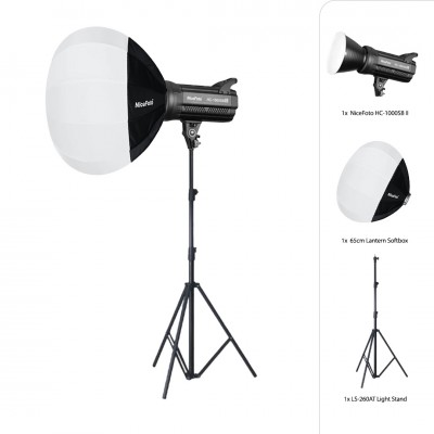 Eco Live Single Set Nicefoto HC-1000SB II 100W 5500k CRI95+, Nicefoto Lantern Softbox 65cm, ขาไฟ 260cm