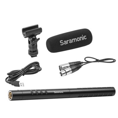Super-Cardioid Broadcast XLR MICROPHONE Shotgun Condenser Microphone with Built-in Rechargeable Battery, 15" Capsule