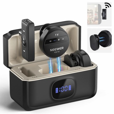 NEEWER KM18 2:1 USB-C Wireless Microphone with iOS OTG ไมค์ไวเลสแบบกระดุม ประกันศูนย์