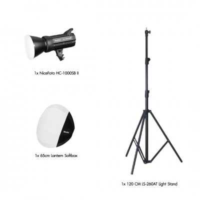 Eco Live Single Set Nicefoto HC-1000SB II 100W 5500k CRI95+, Nicefoto Lantern Softbox 65cm, ขาไฟ 260cm