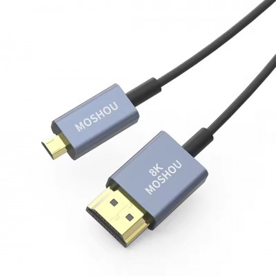 MOSHOU HDMI Full HDMI to Micro HDMI 2.1 8K 60Hz Ultra Slim OD 2.4mm 100cm ประกันศูนย์ไทย