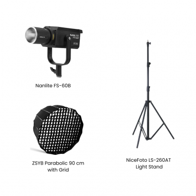 FS Live BiColor - Single Set ( NANLITE FS-60B, ZSYB Parabolic 90CM with Grid, Nicefoto ขาไฟโช๊คลม 260CM ) ประกันศูนย์ไทย